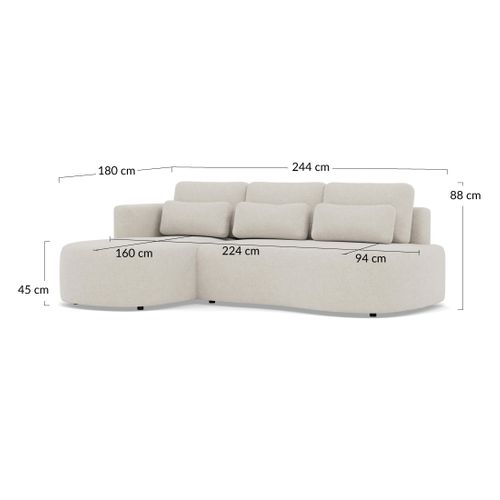 Canapé Angle Gauche Convertible 4 Places Mahina En Tissu Texturé Bleu