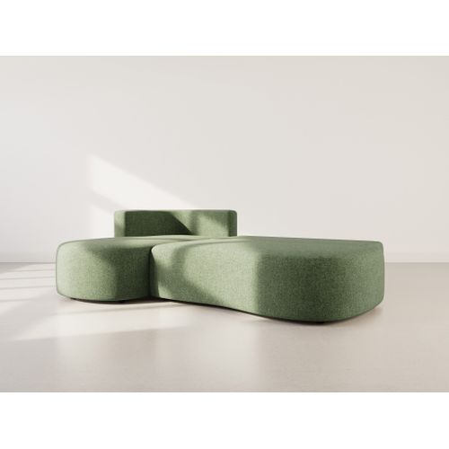 Canapé Angle Gauche Convertible 4 Places Mahina En Tissu Texturé Vert