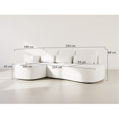 Canapé Angle Gauche Convertible 4 Places Mahina En Tissu Texturé Vert