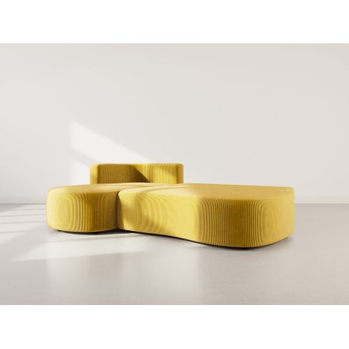 Canapé Angle Gauche Convertible 4 Places Mahina En Velours Côtelé Jaune