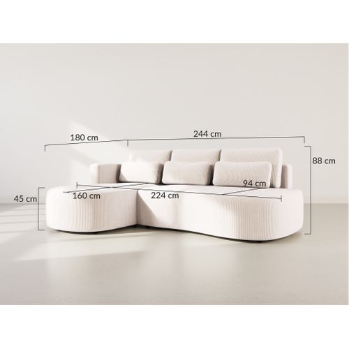 Canapé Angle Gauche Convertible 4 Places Mahina En Velours Côtelé Jaune