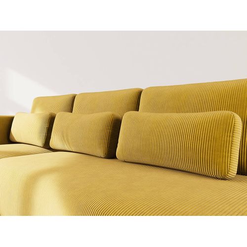 Canapé Angle Gauche Convertible 4 Places Mahina En Velours Côtelé Jaune