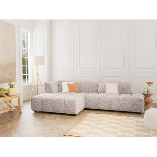 Curtis - Canapé D'angle Gauche 4 Places Sans Accoudoir En Tissu Texturé Taupe