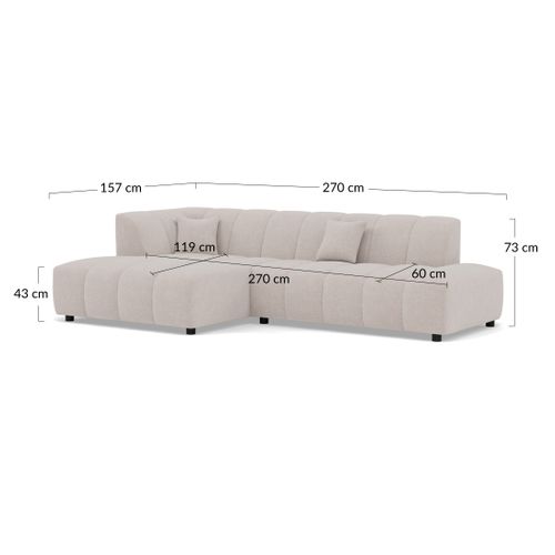 Curtis - Canapé D'angle Gauche 4 Places Sans Accoudoir En Tissu Texturé Taupe