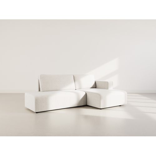 Canapé Angle Droit Convertible 4 Places Topaze En Velours Côtelé Beige