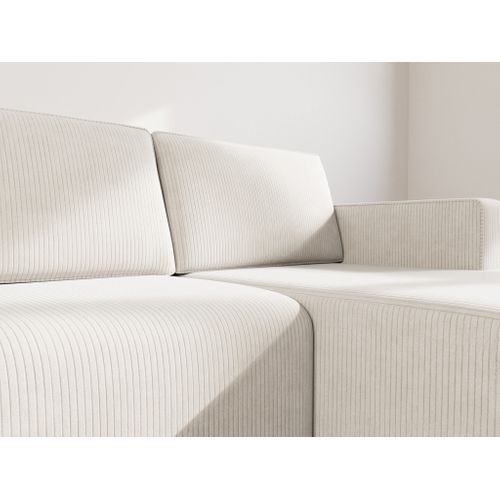Canapé Angle Droit Convertible 4 Places Topaze En Velours Côtelé Beige