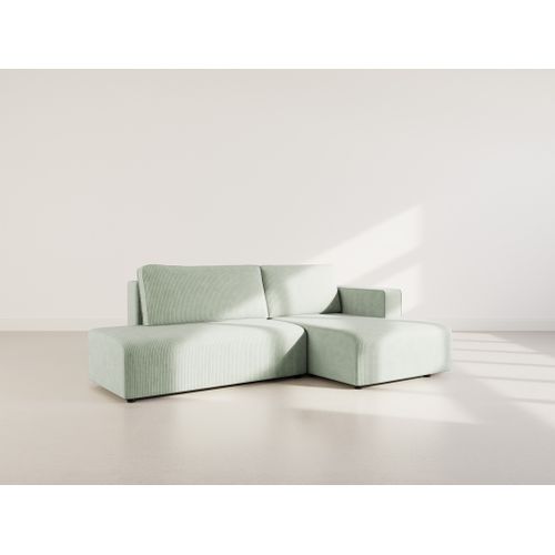 Canapé Angle Droit Convertible 4 Places Topaze En Velours Côtelé Vert Sauge