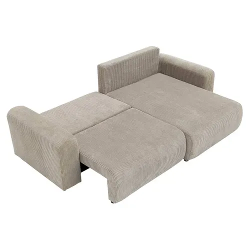 Canapé Angle Réversible Convertible 4 Places Naomi En Velours Côtelé Taupe