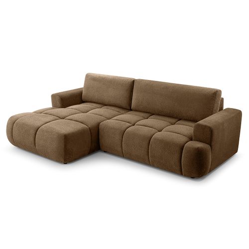 Canapé Angle Gauche Convertible 4 Places Leonie En Velours Texturé Taupe