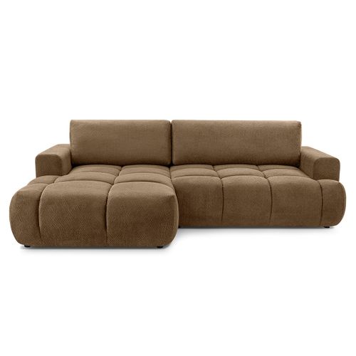 Canapé Angle Gauche Convertible 4 Places Leonie En Velours Texturé Taupe