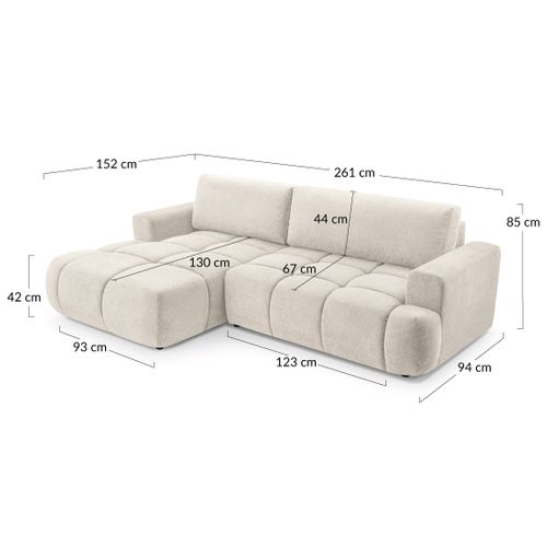 Canapé Angle Gauche Convertible 4 Places Leonie En Velours Texturé Taupe