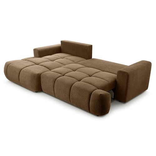 Canapé Angle Gauche Convertible 4 Places Leonie En Velours Texturé Taupe