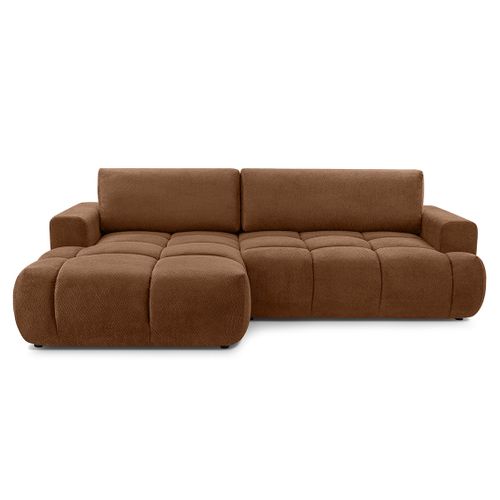 Canapé Angle Gauche Convertible 4 Places Leonie En Velours Texturé Terracotta