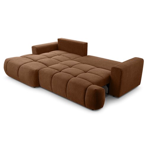 Canapé Angle Gauche Convertible 4 Places Leonie En Velours Texturé Terracotta