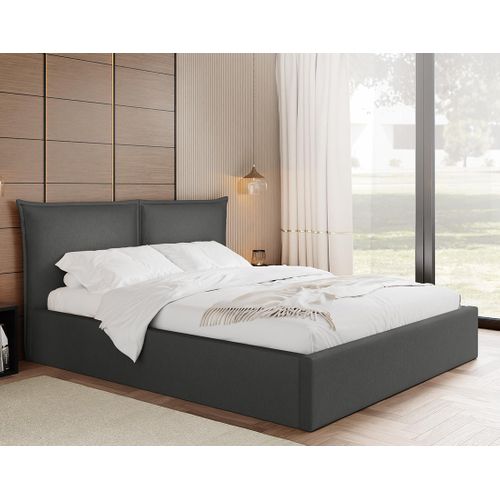 Lit Coffre En Mdf 200 X 160 Cm Gris Anthracite