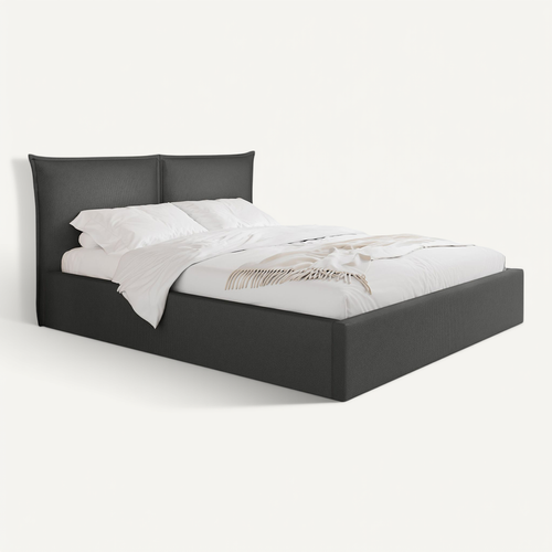 Lit Coffre En Mdf 200 X 160 Cm Gris Anthracite