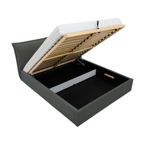 Lit Coffre En Mdf 200 X 160 Cm Gris Anthracite