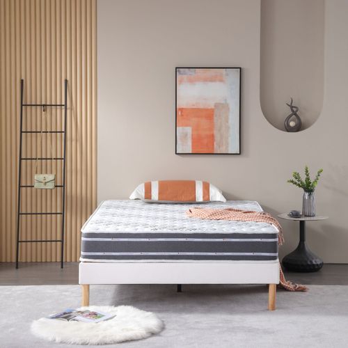 Maxi Bamboo 160x200 Matelas Mousse Tissu Bambou - Hauteur 24 Cm - Soutien Ferme