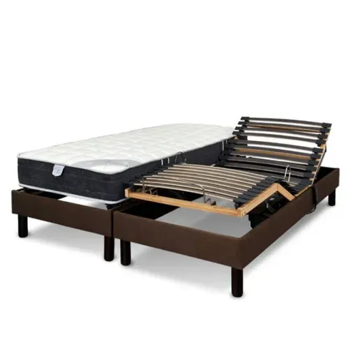 Lit Électrique 90x200 Sommier à Lattes, Matelas Ressorts Essenzia Zen