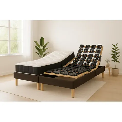 Lit Électrique 90x200 Sommier à Plots, Matelas Ressorts Essenzia Zen