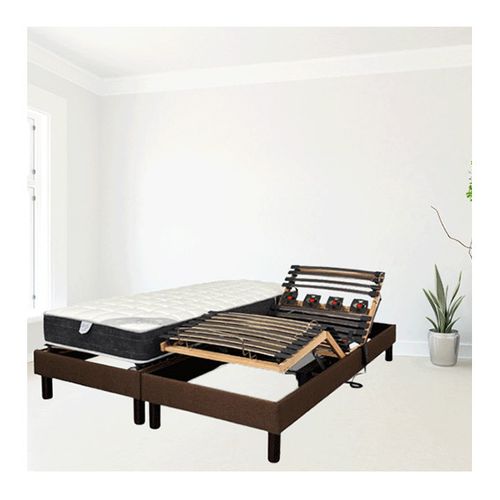 Sommier électrique Essenzia Zen Emotion Marron 90x200 Lattes Et Plots