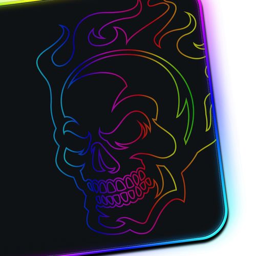 Tapis De Souris Gamer Ams-rgb-mousepad Rgb Avec Design "tête De Mort" - 12 Mode Lumineux - 25x30 Cm