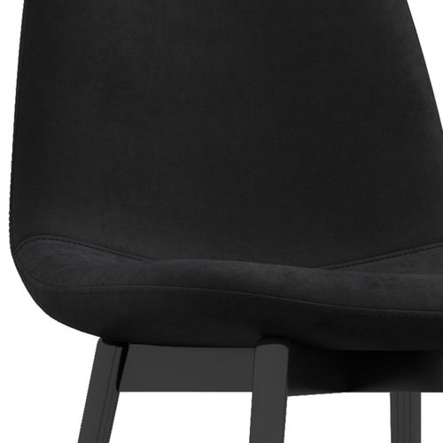 Lot de 4 Chaises Sally Velours Noir Pieds Métal Noir