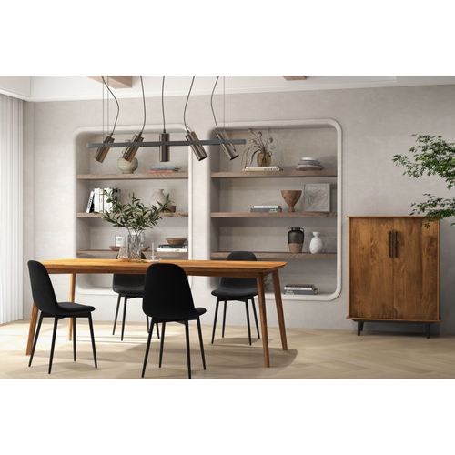 Lot de 4 Chaises Sally Velours Noir Pieds Métal Noir