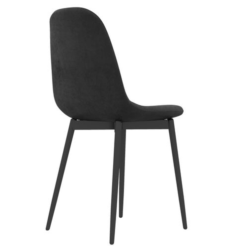 Lot de 4 Chaises Sally Velours Noir Pieds Métal Noir