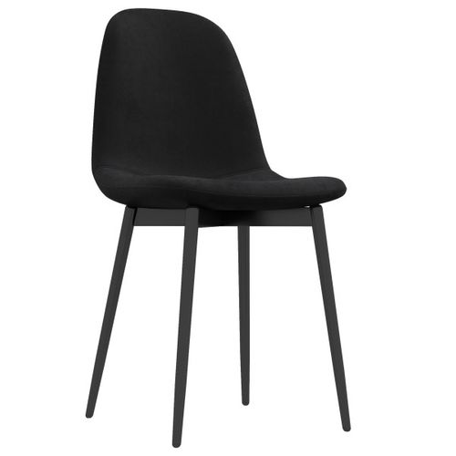 Lot de 4 Chaises Sally Velours Noir Pieds Métal Noir
