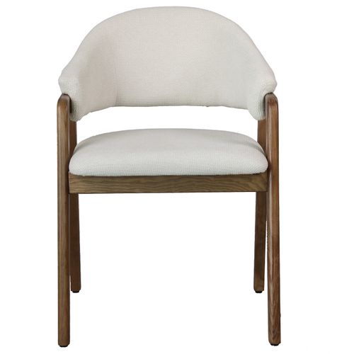 Wool-chaise En Frêne Patiné Noyer Et Tissu Trendy Ecru (x2)