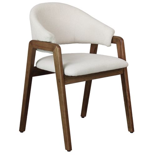 Wool-chaise En Frêne Patiné Noyer Et Tissu Trendy Ecru (x2)