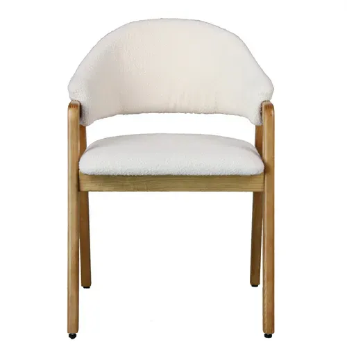 Wool-chaise En Frêne Naturel Et Tissu Curly Ecru (x2)