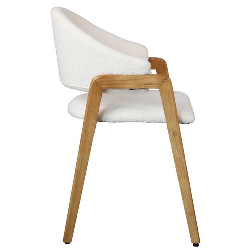 Wool-chaise En Frêne Naturel Et Tissu Curly Ecru (x2)