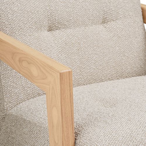 Mist-fauteuil En Chêne Massif Et Tissu Beige