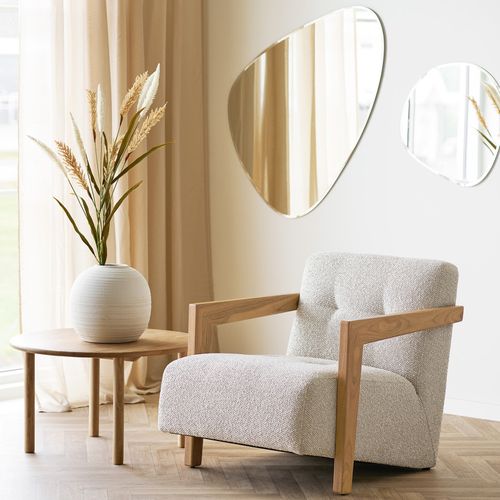 Mist-fauteuil En Chêne Massif Et Tissu Beige