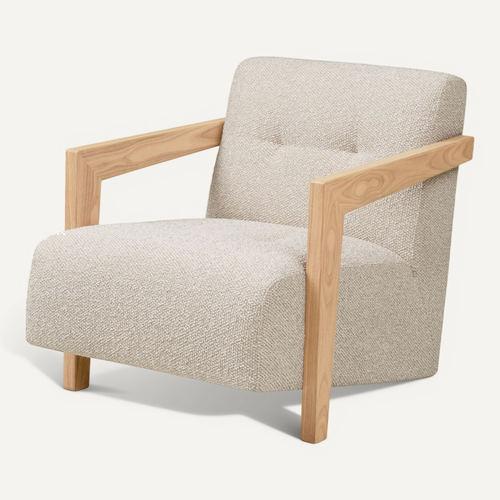 Mist-fauteuil En Chêne Massif Et Tissu Beige