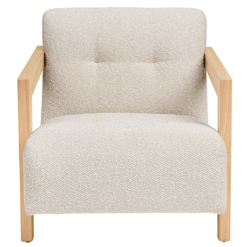 Mist-fauteuil En Chêne Massif Et Tissu Beige