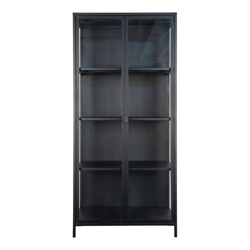 Maine-vitrine 2 Portes Vitrées Acier Noir 80x175 Cm