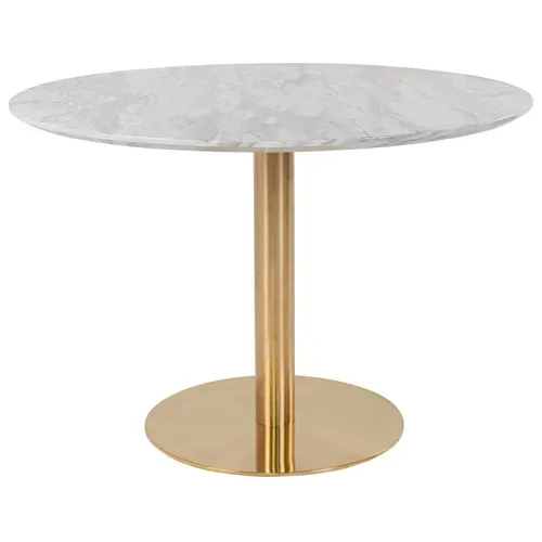 Cooper-table à Manger Ronde 4 Personnes D.110, Décor Marbre Et Laiton