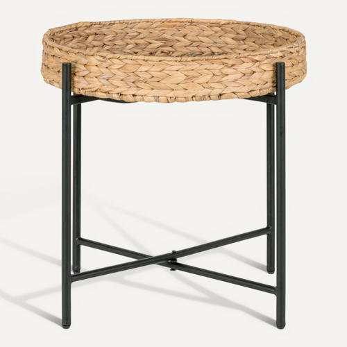 Abaca-table D'appoint En Métal Et Jacinthe D'eau 50 Cm