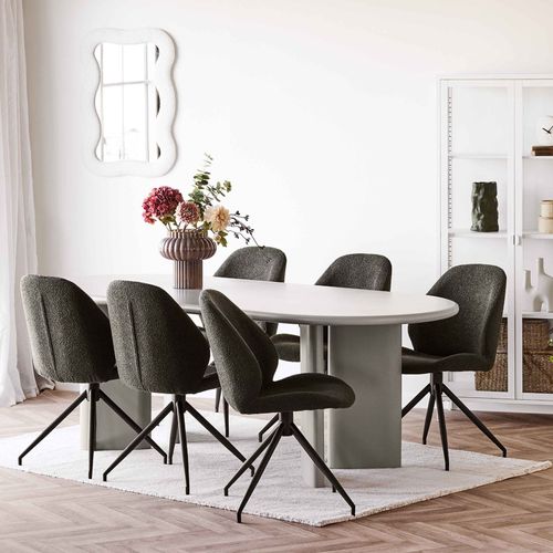 Armor-table à Manger Ovale 8/10 Personnes 220 Cm, Coloris Sable