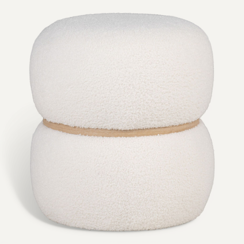 Bull-pouf En Tissu Bouclé écru D.38 Cm