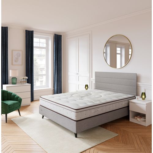 Tête de lit tissu L.160 cm NUIT FAUBOURG VICTOIRE gris clair vue d'ambiance 1