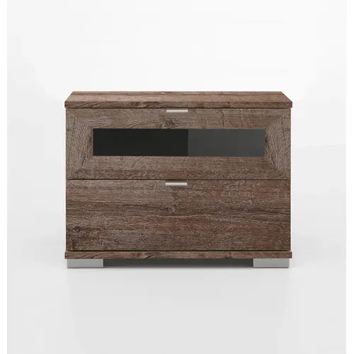 Chambre Adulte En Panneaux De Particules Coloris Chêne Chataigne - Dim : 180 X 200 Cm