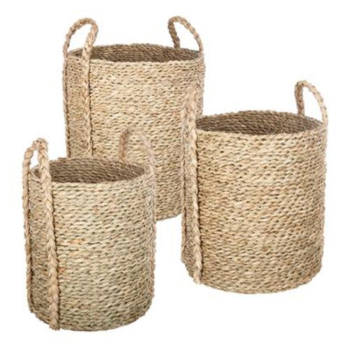 Lot De 3 Paniers De Rangement En Osier Coloris Naturel