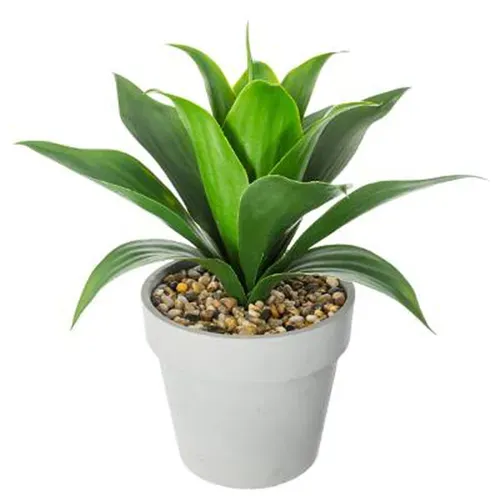 Plante Artificielle En Ciment Et Plastique, Gris - Dim : L.28 X L.28 X H.34 Cm