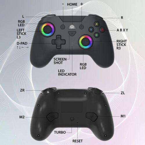 Manette Switch 2 et Switch Sans Fil LED - Noire