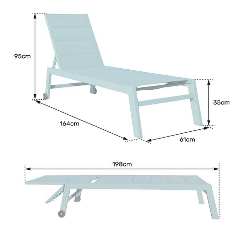 Bain De Soleil Barbados En Textilène Gris - Aluminium Blanc