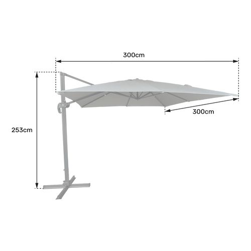 Parasol Déporté Molokai Carré 3x3m Noir + Housse